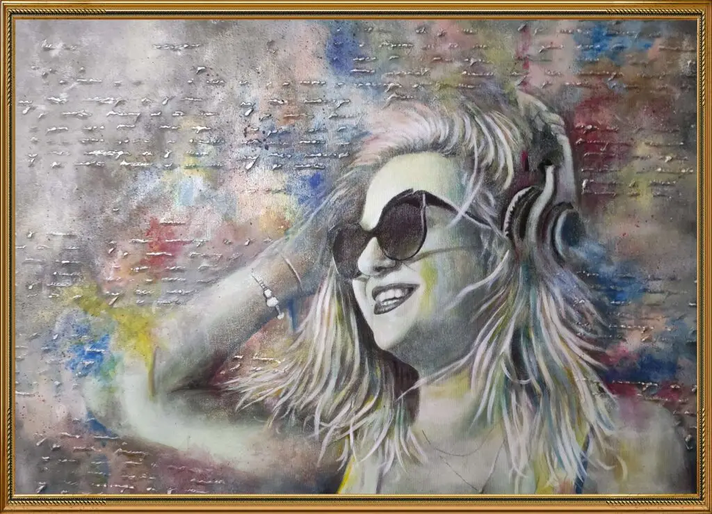 Tablou la comandă - Portret - fată si muzică